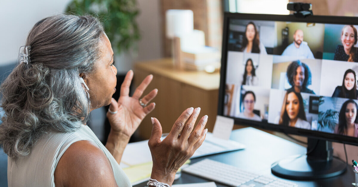 Woman on a conference call