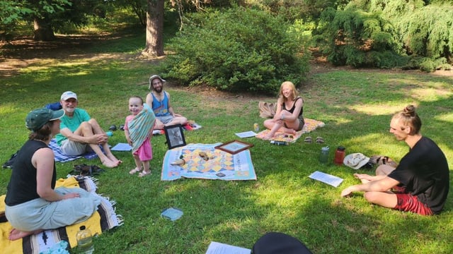 Circle of people in a park