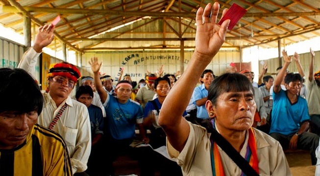 Achuar Nation of Ecuador voting